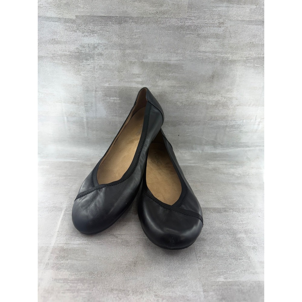 Vionic Caroll Black Leather Ballet Flats Orthotic Comfort Shoes Women Sz 10